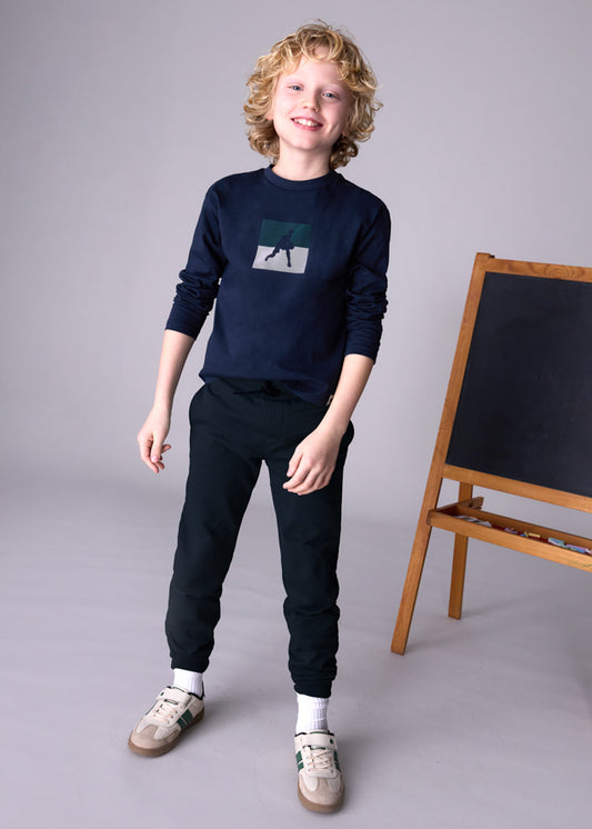 Calça algodão básica punhos Preto - Mayoral