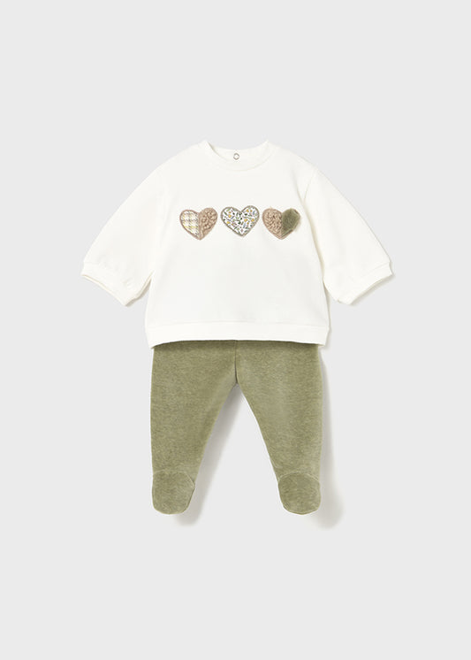 Conjunto calças com pés e sweat - Mayoral Newborn - Basil vig