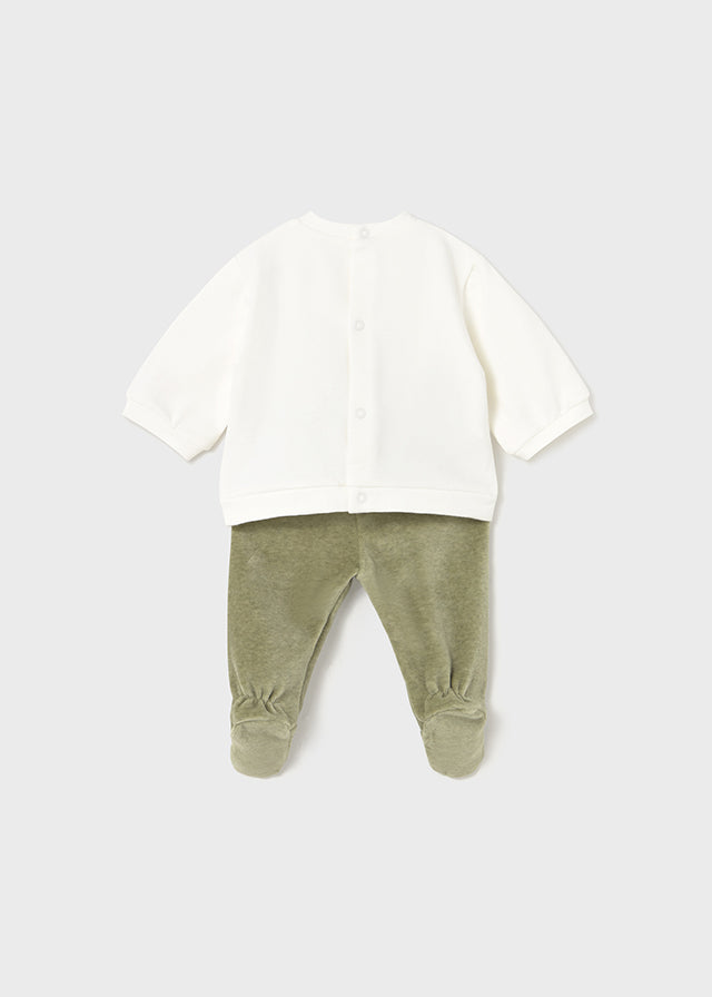 Conjunto calças com pés e sweat - Mayoral Newborn - Basil vig