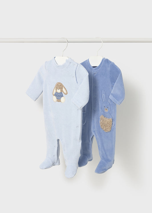 Set 2 fatos bebé aveludado - Mayoral Newborn - Nuvem-céu