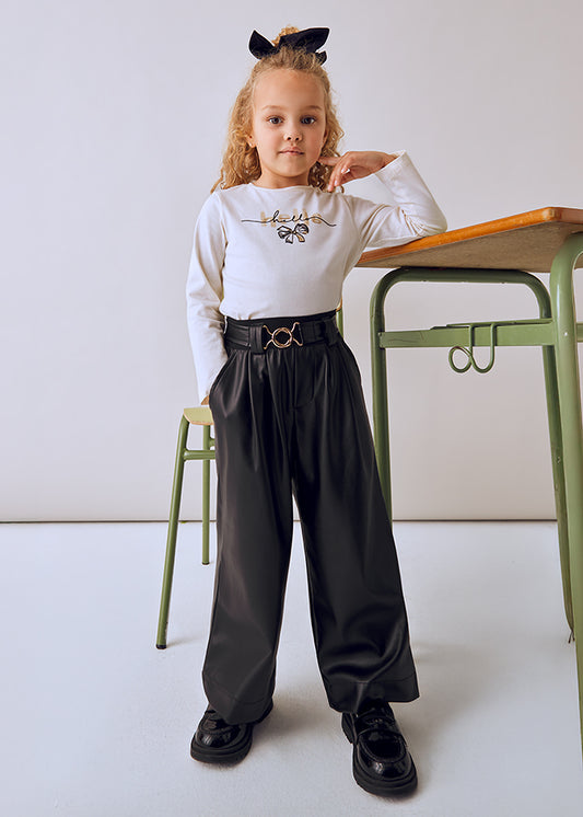 Calça larga wide leg Preto - Mayoral
