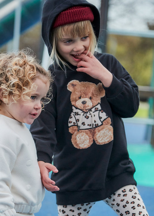 Vestido algodão carapuço Preto - Mayoral