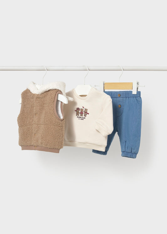 Conjunto de Calça e Colete para Bebé Menino – Biscoito | Mayoral