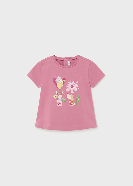 T-shirt algodão bebé rosa