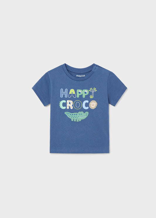 T-shirt Crocodilo algodão bebé Azul escuro
