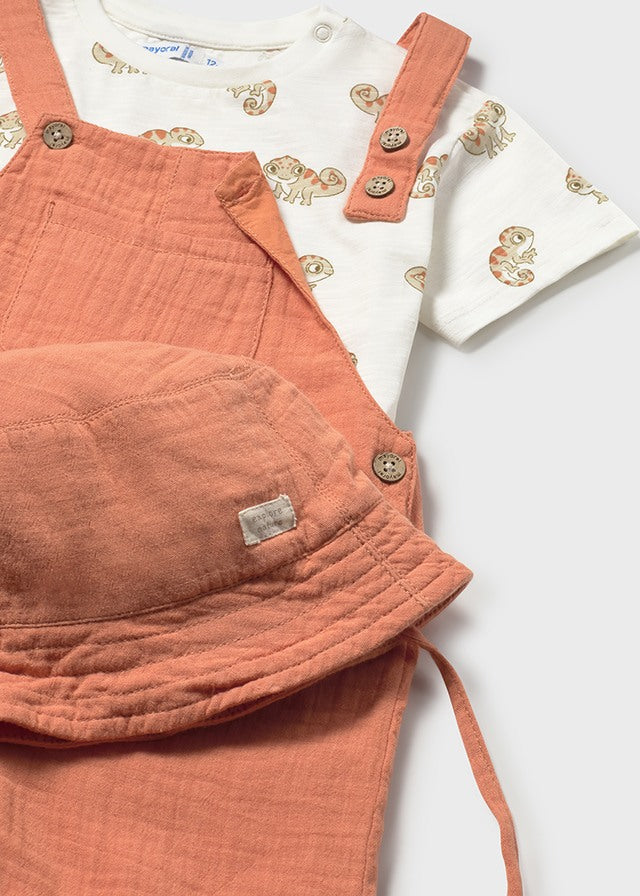 Conjunto jardineira 3 peças - Argila - Mayoral