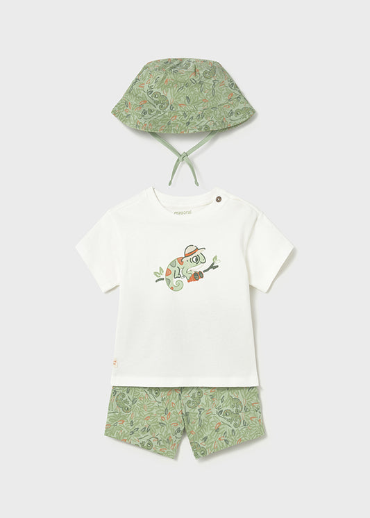 Conjunto algodão print com chapéu - Matcha - Mayoral