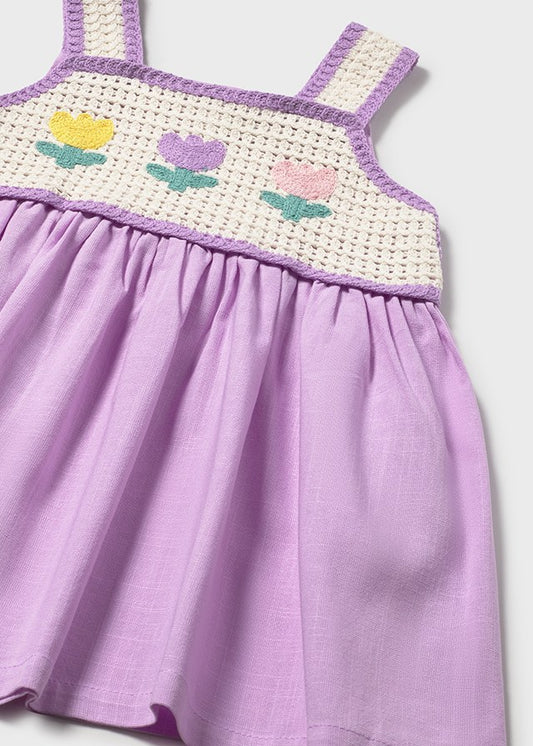 Vestido combinado crochet - Lilac - Mayoral