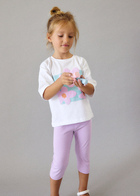 T-shirt manga curta - Bco-lilac - Mayoral