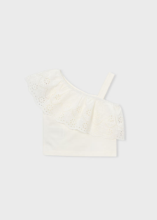 Blusa alças perfurada - Crú - Mayoral