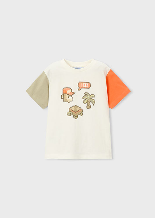 T-shirt combinada - Nata-laran - Mayoral