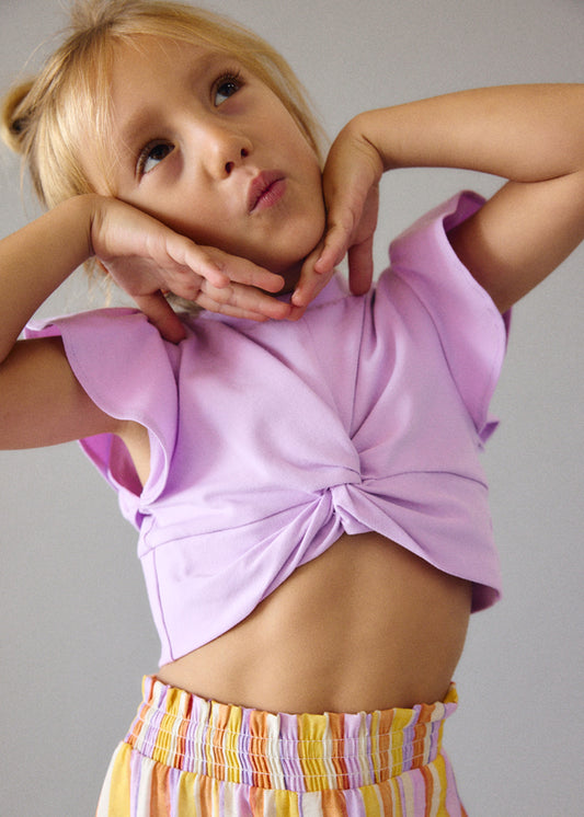 Conjunto calção riscas - Lilac - Mayoral