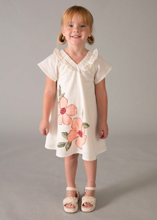 Vestido linho flores - Grão bico - Mayoral