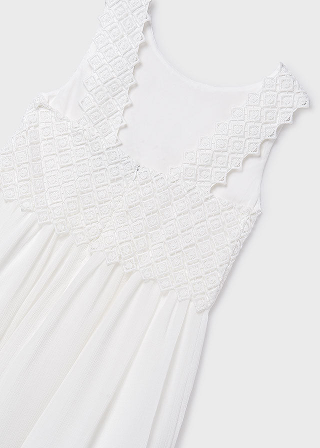 Vestido combinado guipur - Nata - Mayoral