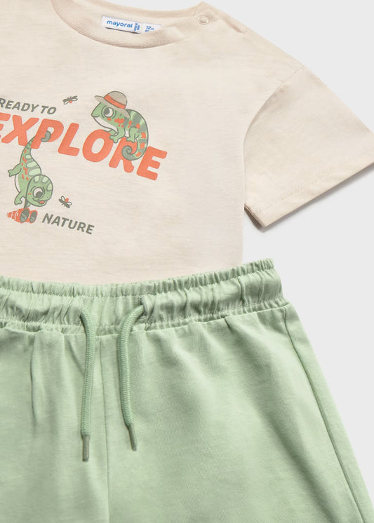 Conjunto algodão 3 peças print - Matcha - Mayoral