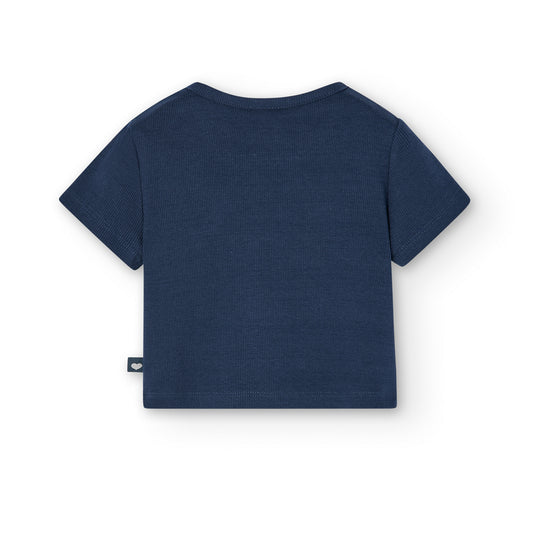 T-shirt algodão básica para menina Marinho - Boboli