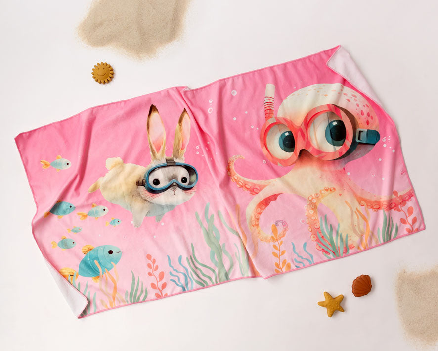 Toalha de praia para bebé e criança - Kiokids Rosa