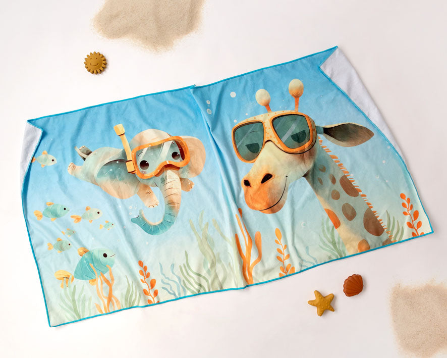 Toalha de praia para bebé e criança - Kiokids Azul