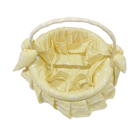 Lined Wicker Basket for Baby Products - Star Print