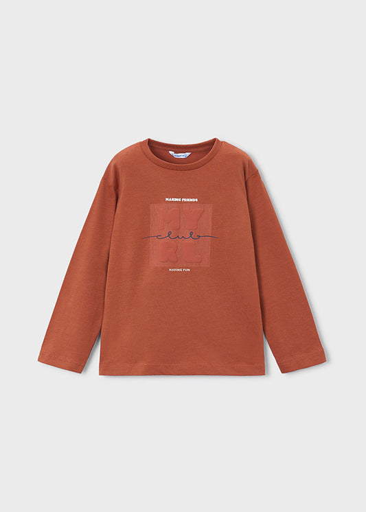 Camisola básica de manga comprida para menino Mayoral em Telha