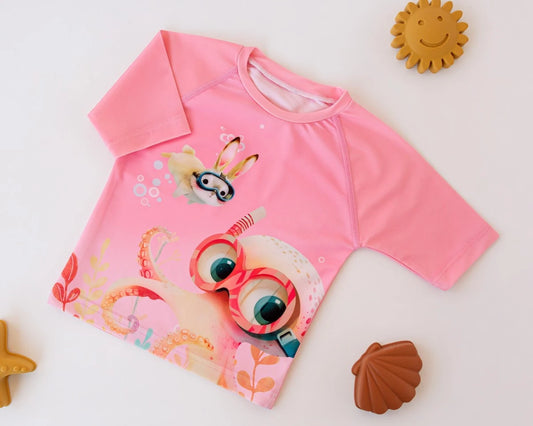 Camisola de Banho para bebé proteção UPF 50+ - Kiokids Rosa