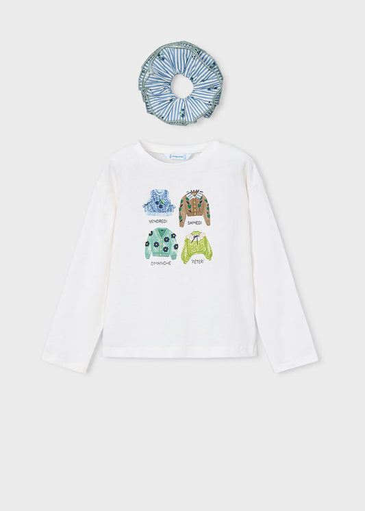 Camisola de manga comprida estampada para menina Mayoral em Cru