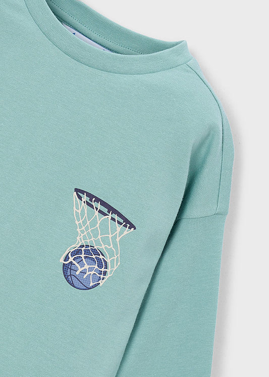 Camisola de manga comprida com basquetebol para menino Mayoral em Aquário - detalhe