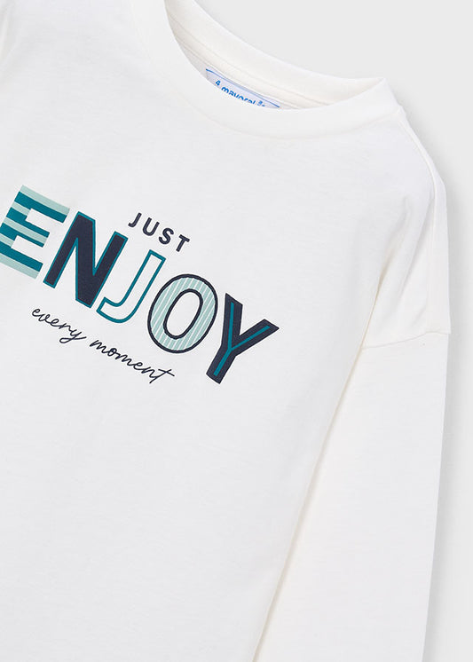 Camisola de manga comprida Just Enjoy para menino Mayoral em Nata - detalhe