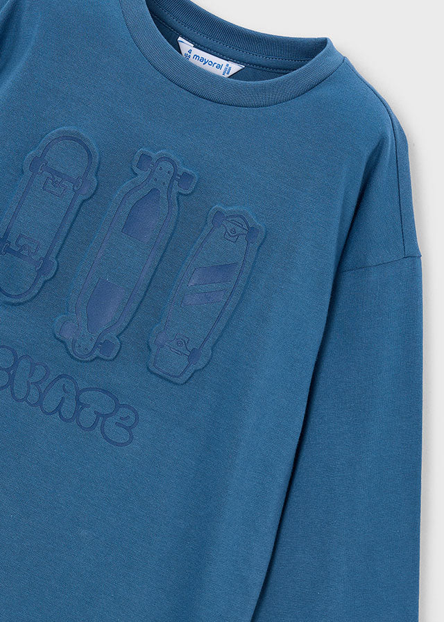 Camisola de manga comprida com skates para menino Mayoral em Glaciar - detalhe