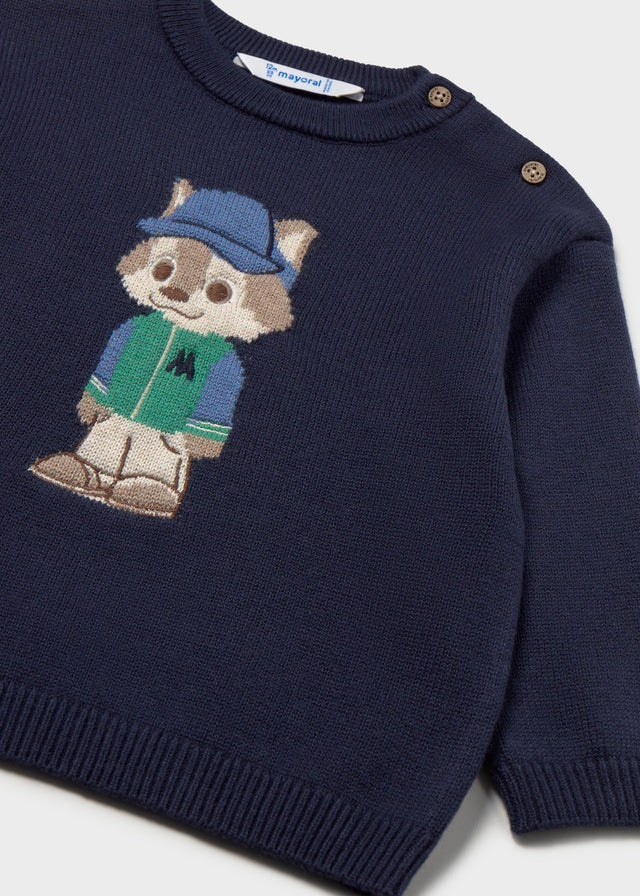 Camisola de tricô com intársia para bebé menino Mayoral em Azul - imagem 3