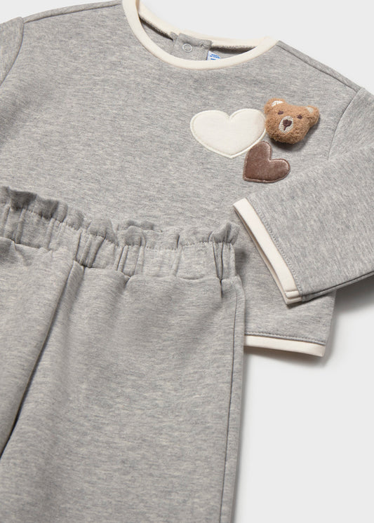 Conjunto de 2 peças com ursinho para bebé menina Mayoral em Cinzento Vigoré - detalhe