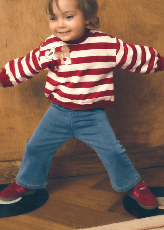 Conjunto de sweatshirt às riscas e leggings para bebé menina Mayoral em Rooibos - look