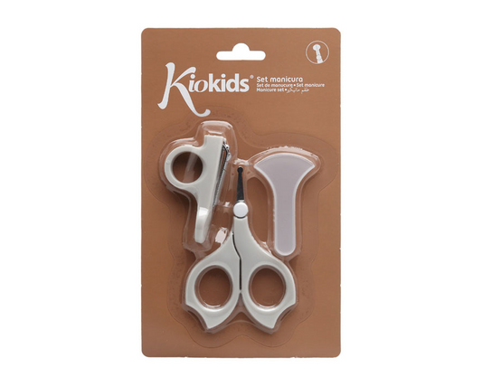 Conjunto de manicure com tesoura para bebés cinza - Kiokids