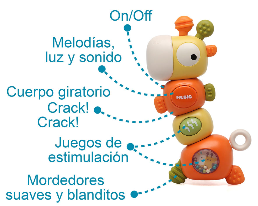 Mordedor e chocalho girafa para bebé - Kiokids
