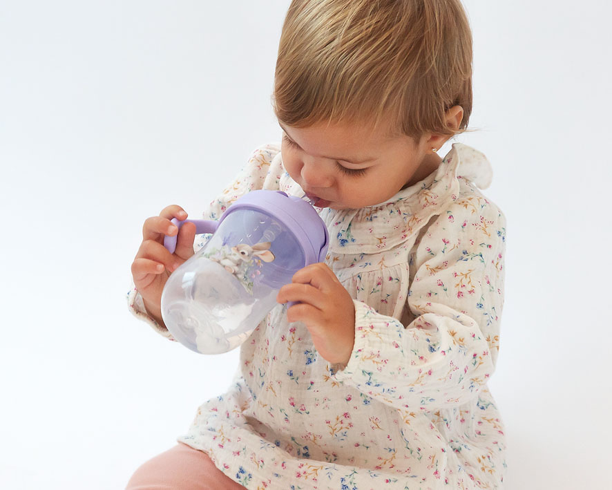 Copo aprendizagem step 3 300ml com pegas lavanda - Kiokids