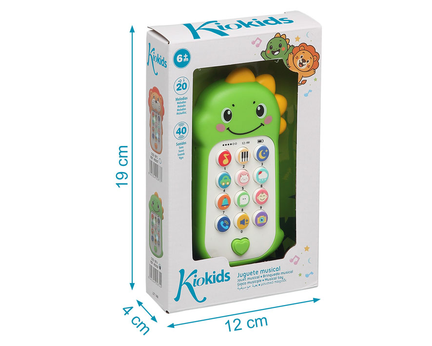 Telefone musical dinossauro com sons e melodias - Kiokids