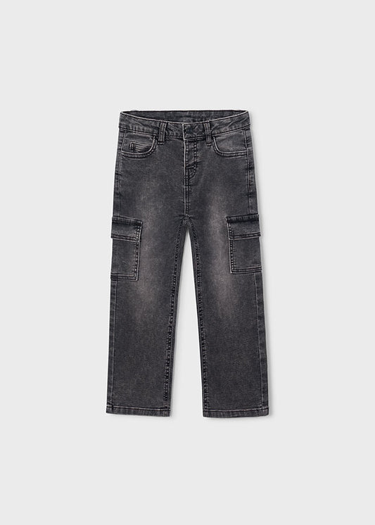 Calça soft denim cargo Mayoral 4510-58 Cinza escuro