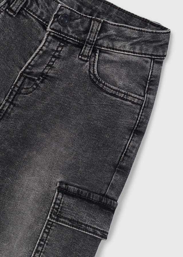 Calça soft denim cargo Mayoral 4510-58 Cinza escuro