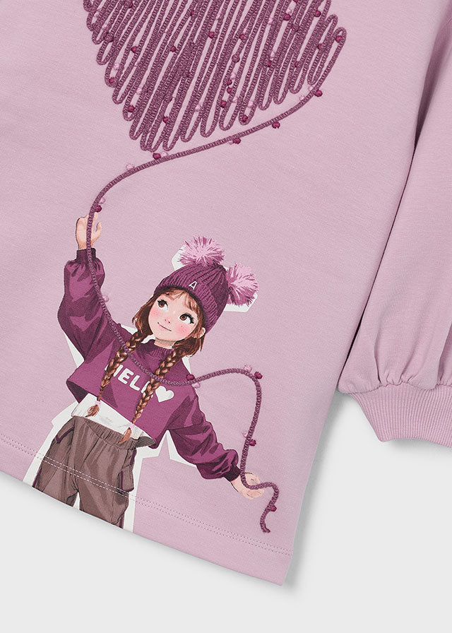 Vestido felpa serigrafia Mayoral 4914-16 Rosa malva