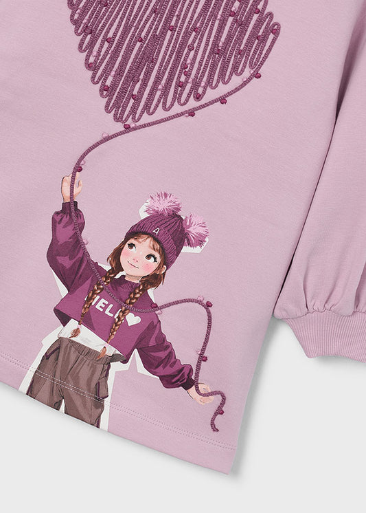 Vestido felpa serigrafia Mayoral 4914-16 Rosa malva