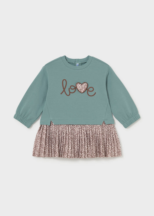 Vestido combinado de felpa para bebé menina Mayoral em Lagoon
