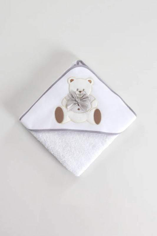 Embroidered Bear Baby Bath Towel - 80x80cm