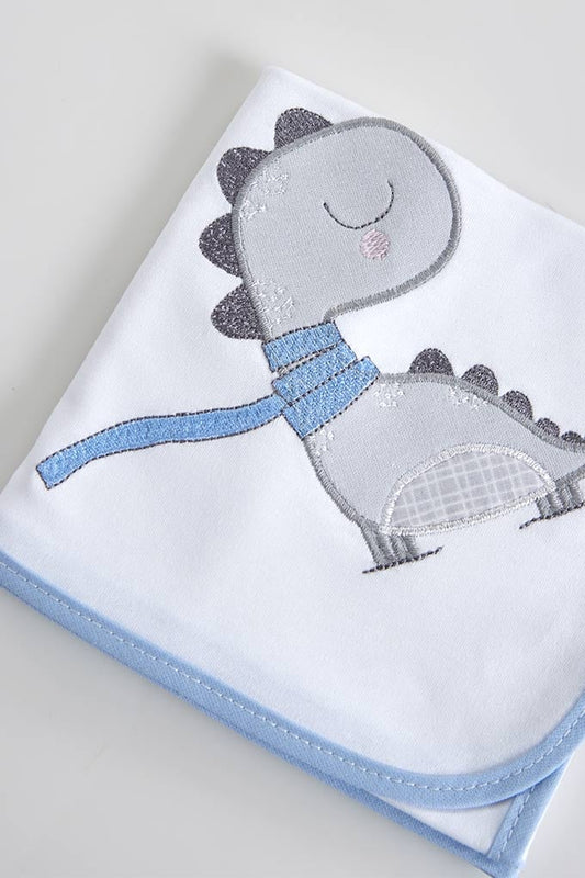 Cotton Diaper with Dinosaur Embroidered Applications