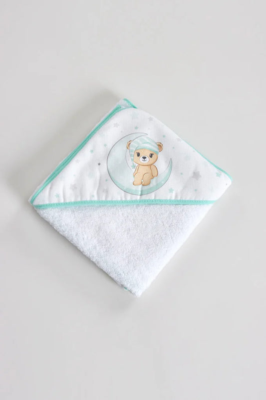 Baby bath towel with bear on the moon print - 80x80cm