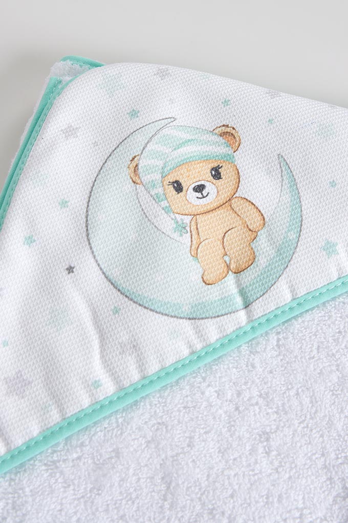 Baby bath towel with bear on the moon print - 80x80cm