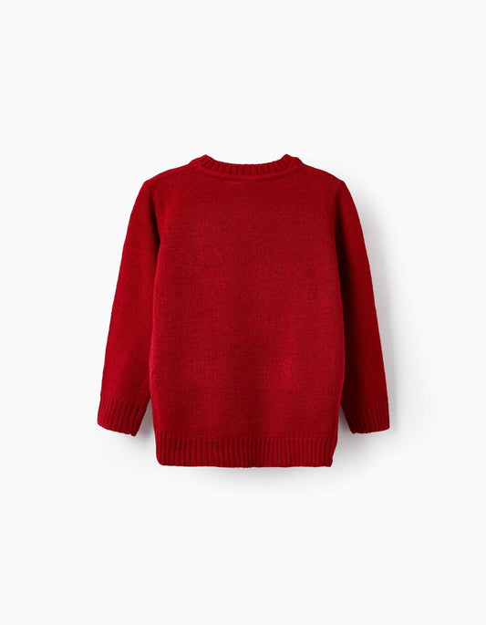 Knitted sweatshirt for children 'reindeer - Christmas', red - Zippy