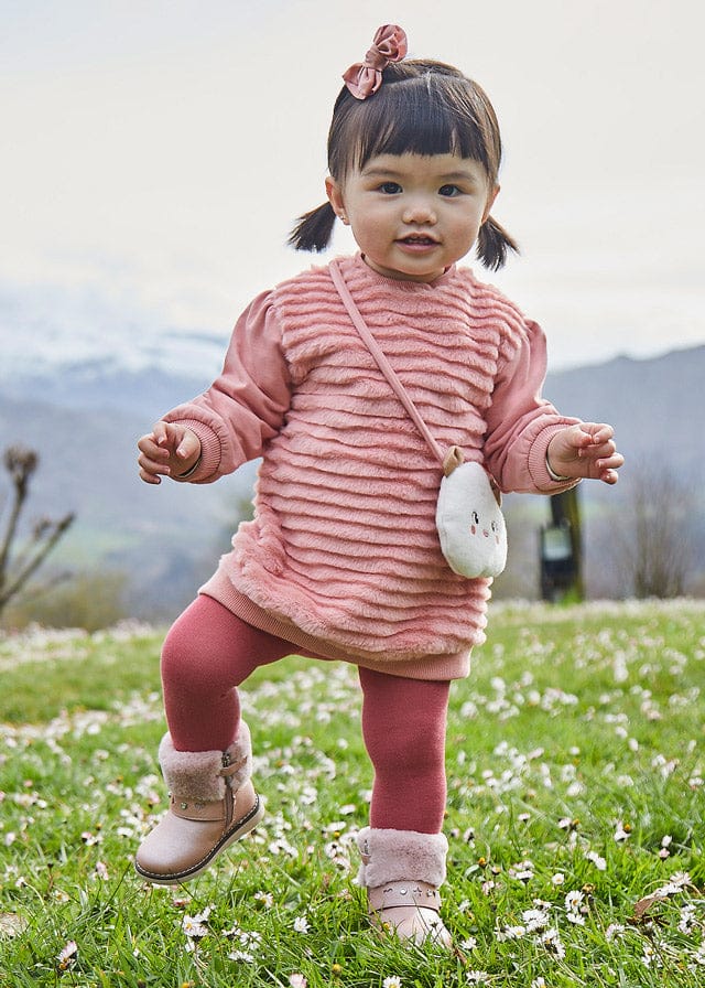 Vestido pêlo rosa com bolsa - Mayoral