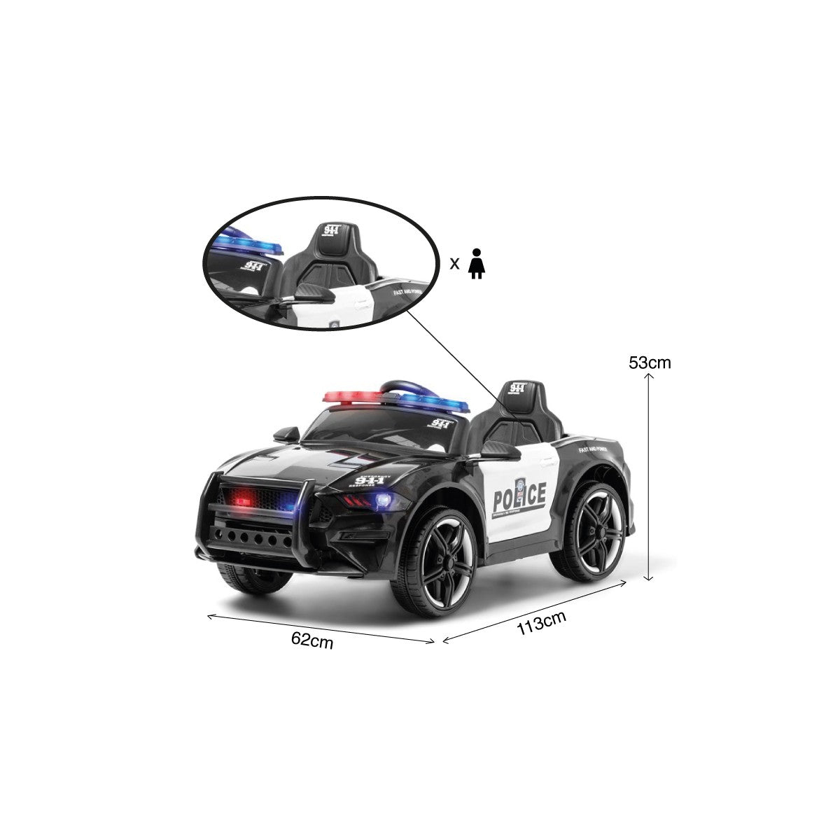 Carro Elétrico para Crianças Polícia - 12V