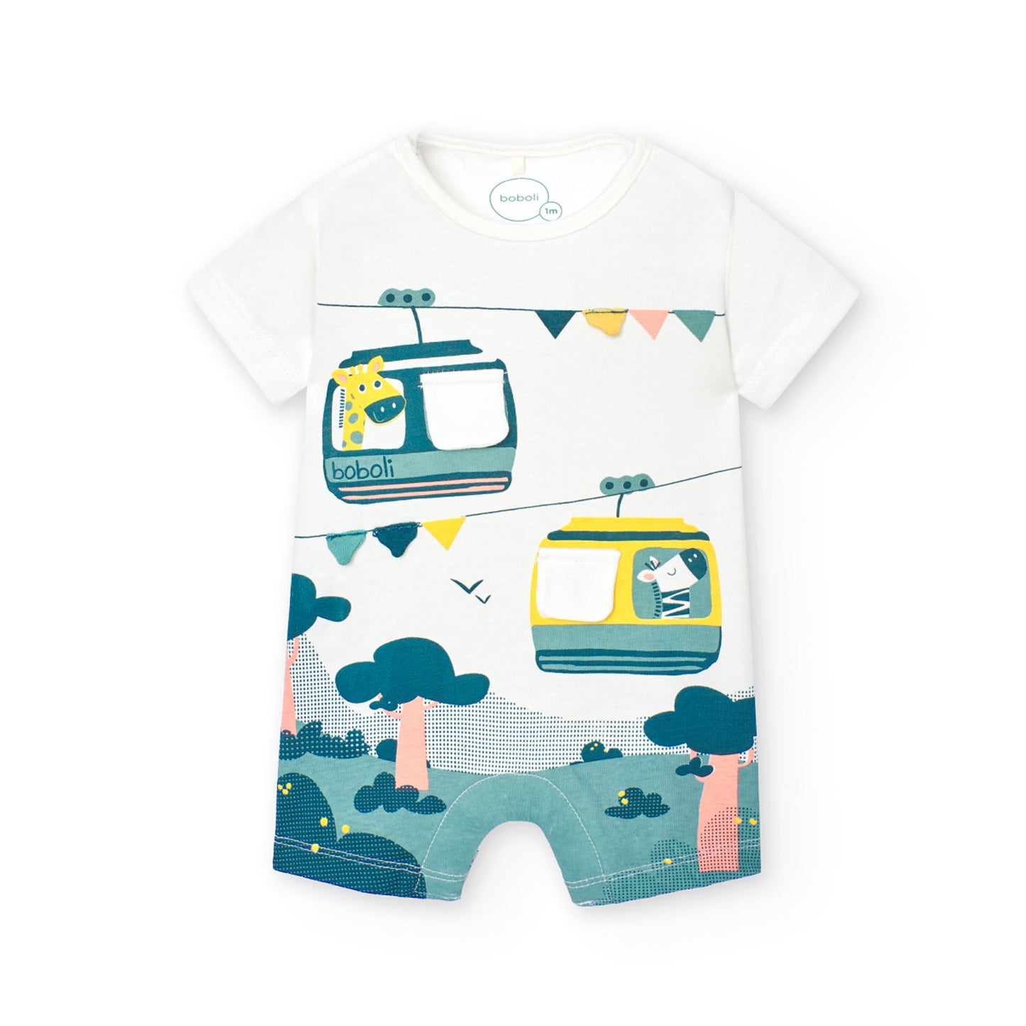 Cotton jumpsuit for baby boy cable car -Boboli