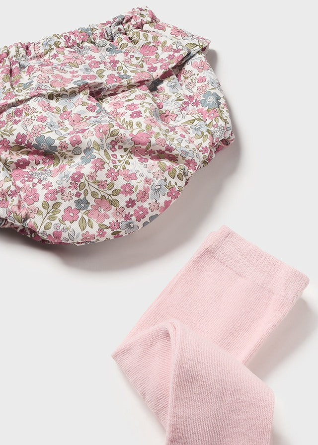 Conjunto tapa fraldas, jersey tricô e meia calça Rosa baby - Mayoral